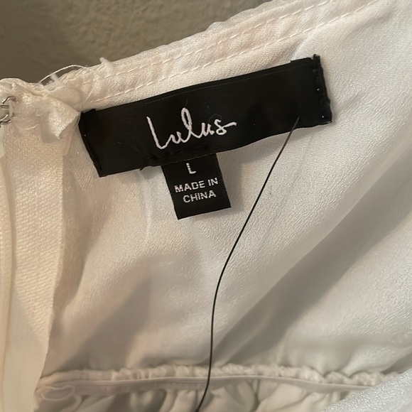 Exceptionally Angelic Fairy White Floral Puff Sleeve Mini Dress size L - Picture 7 of 7